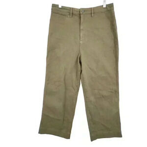 Quince Women's Cropped Wide Leg Khaki Organic Cotton & Spandex Pants Size 31